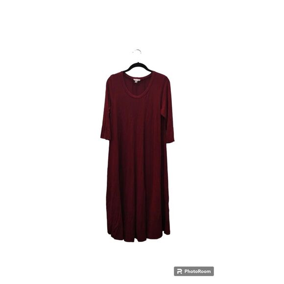 Pastel by Vivienne long Maroon flowy stretchy crew neck dress - Picture 1 of 5